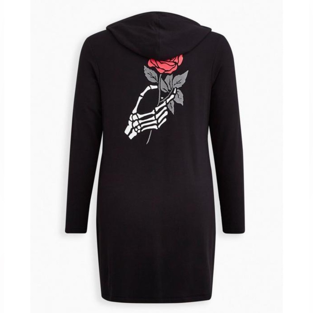 Torrid Skull Rose Black Hooded Tunic Dress